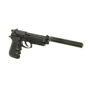 Страйкбольный пистолет (KJW) M9A1 металл с глушителем Black GBB